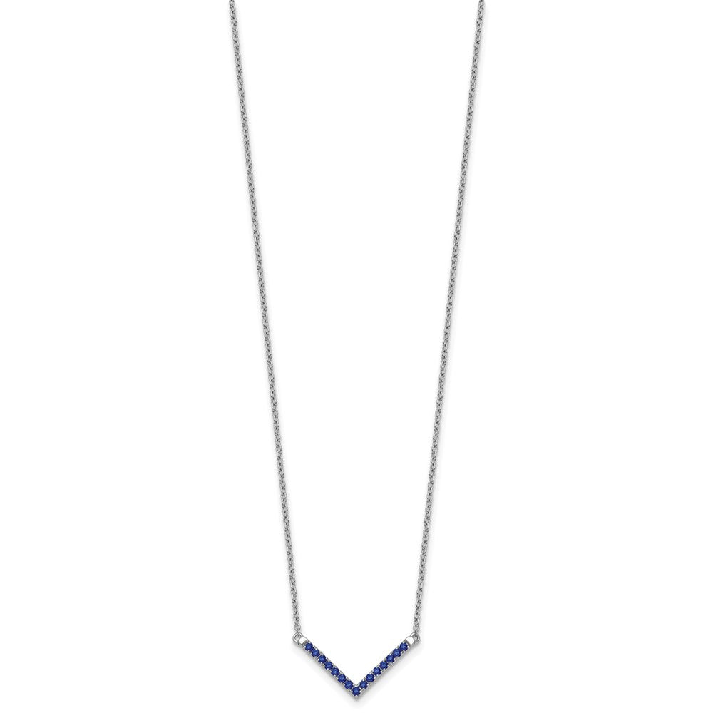 14K Weißgold Saphir 18 Zoll. V-necklace