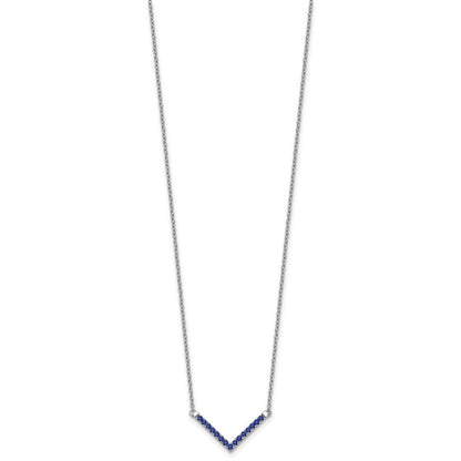 14K Weißgold Saphir 18 Zoll. V-necklace