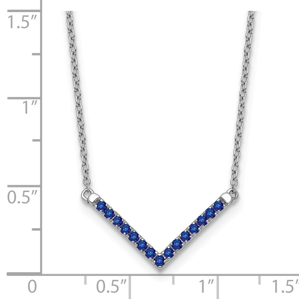 14K Weißgold Saphir 18 Zoll. V-necklace