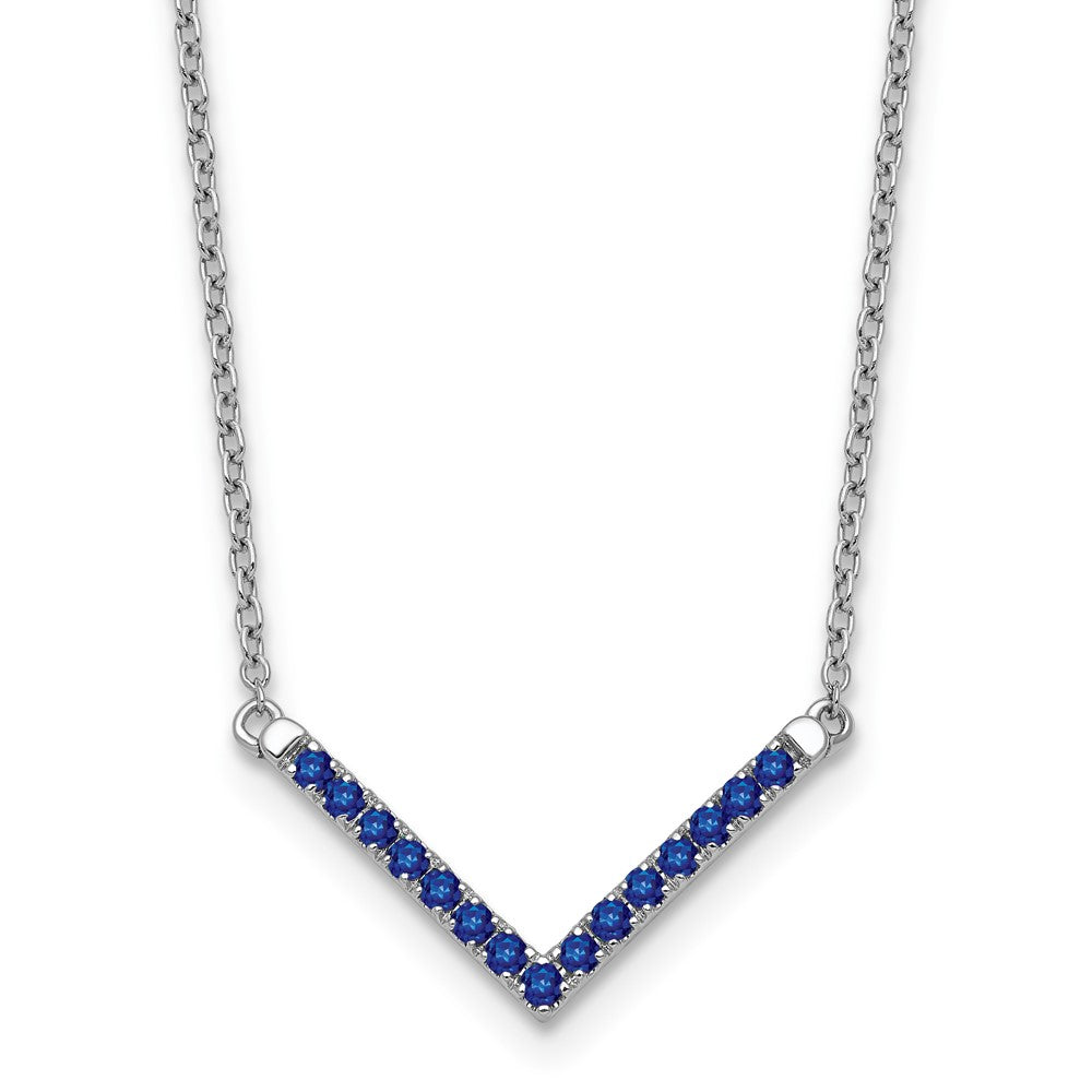 14K Weißgold Saphir 18 Zoll. V-necklace