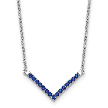 14K Weißgold Saphir 18 Zoll. V-necklace