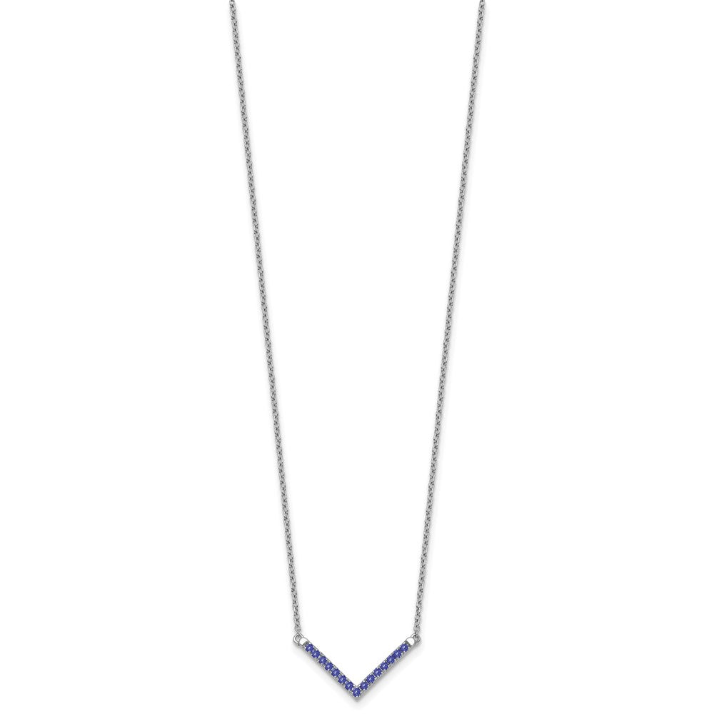 14K Weißgold Tansanit 18 Zoll. V Halskette