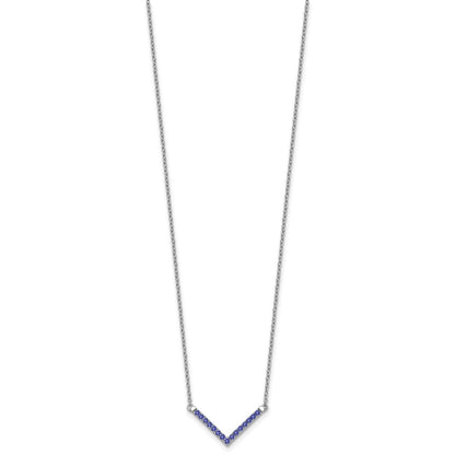 14K Weißgold Tansanit 18 Zoll. V Halskette