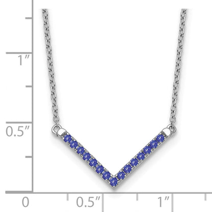 14K Weißgold Tansanit 18 Zoll. V Halskette