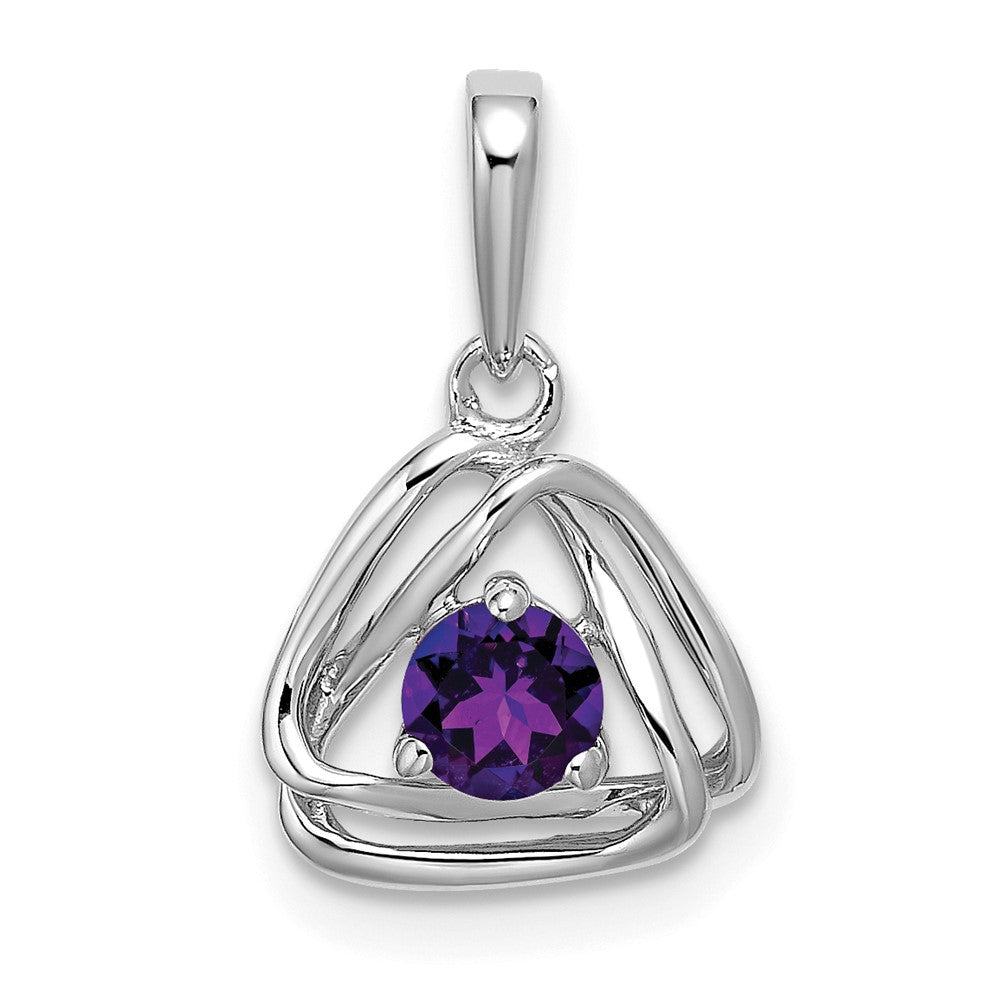 14K Weißgold Amethyst-Dreieck-Anhänger