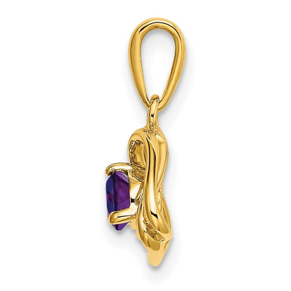 14K Gelbgold Amethyst-Dreieck-Anhänger