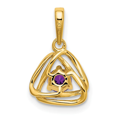14K Gelbgold Amethyst-Dreieck-Anhänger