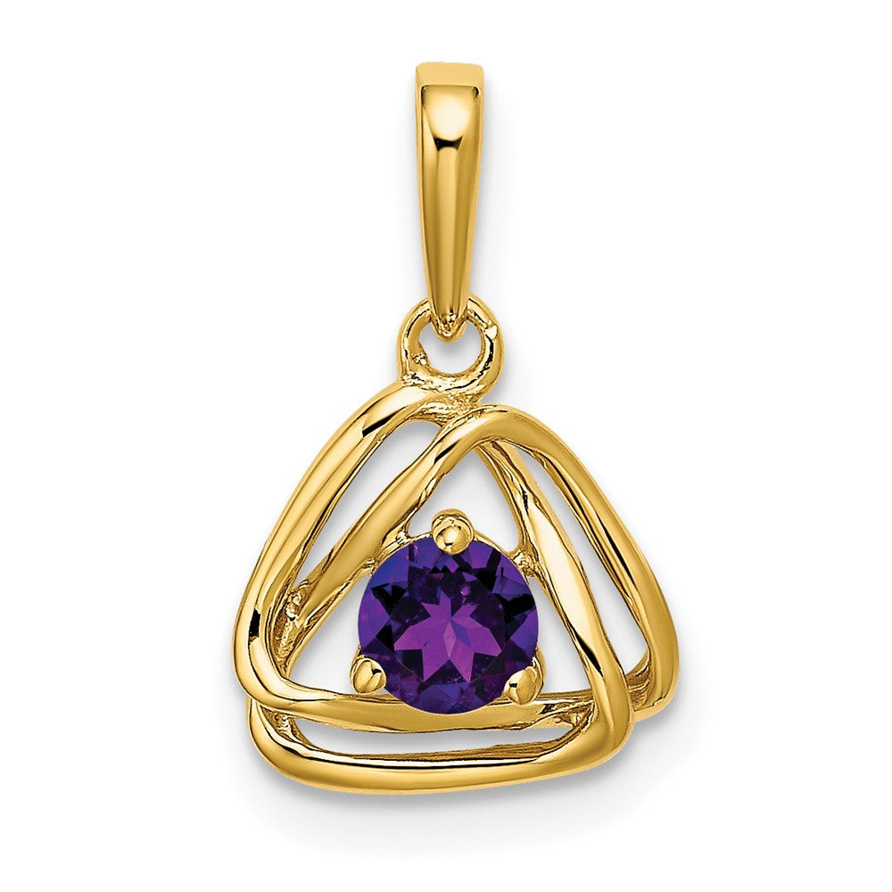 14K Gelbgold Amethyst-Dreieck-Anhänger
