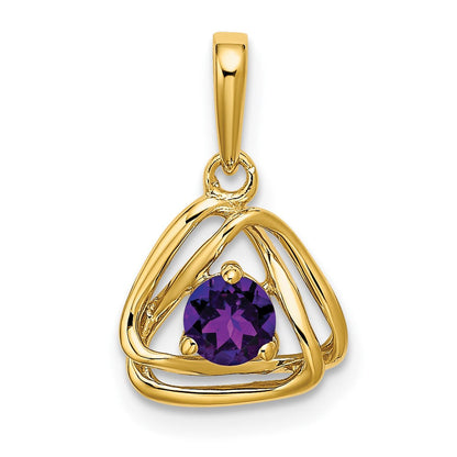 14K Gelbgold Amethyst-Dreieck-Anhänger