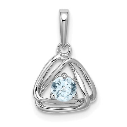 Aquamarin-Dreieck-Anhänger aus 14K Weißgold