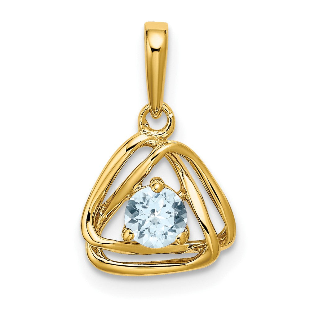 14K Gelbgold Aquamarin Dreieck-Anhänger