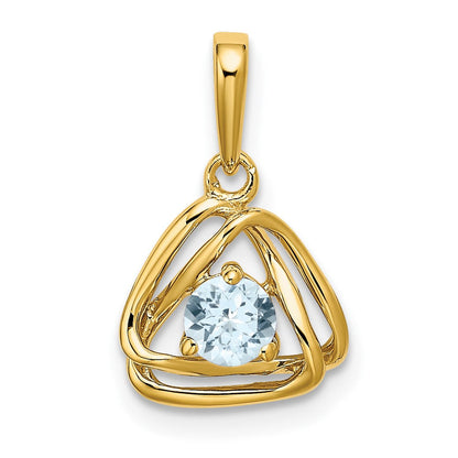 14K Gelbgold Aquamarin Dreieck-Anhänger