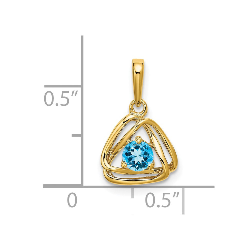 14K Gelbgold Blautopas-Dreieck-Anhänger