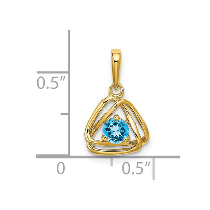 14K Gelbgold Blautopas-Dreieck-Anhänger