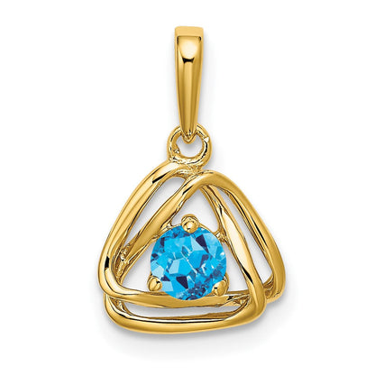 14K Gelbgold Blautopas-Dreieck-Anhänger