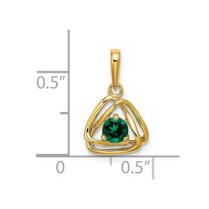 14K Gelbgold Anhänger mit dreieckigem gezüchtetem Smaragd