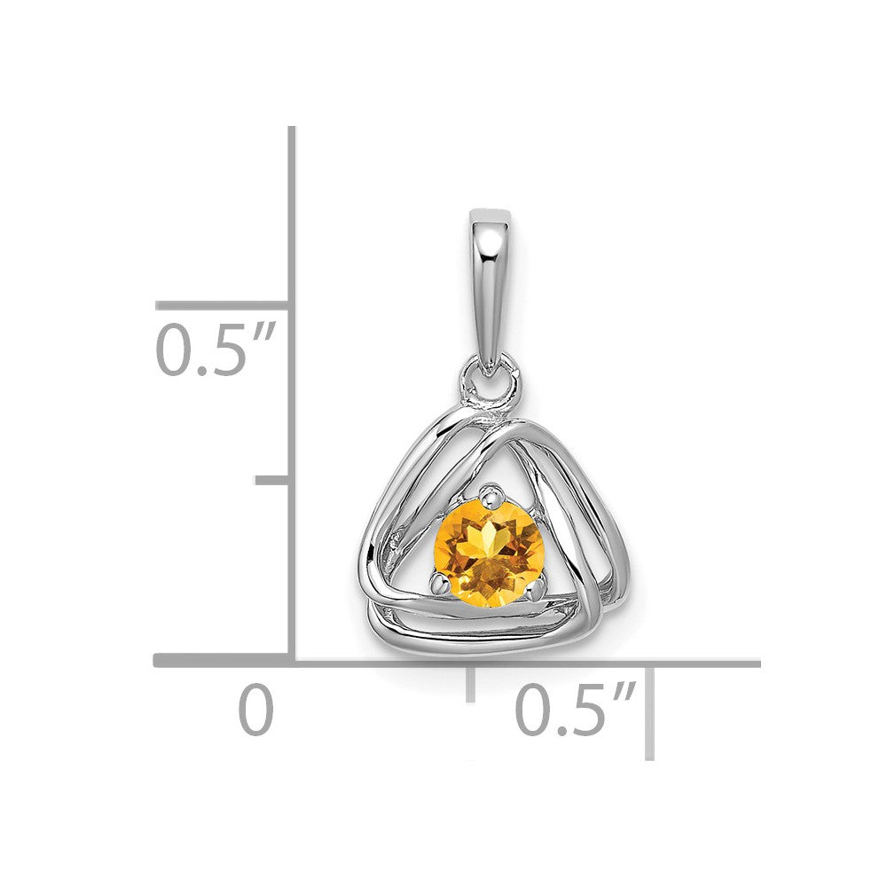 14K Weißgold Citrin Dreieck-Anhänger