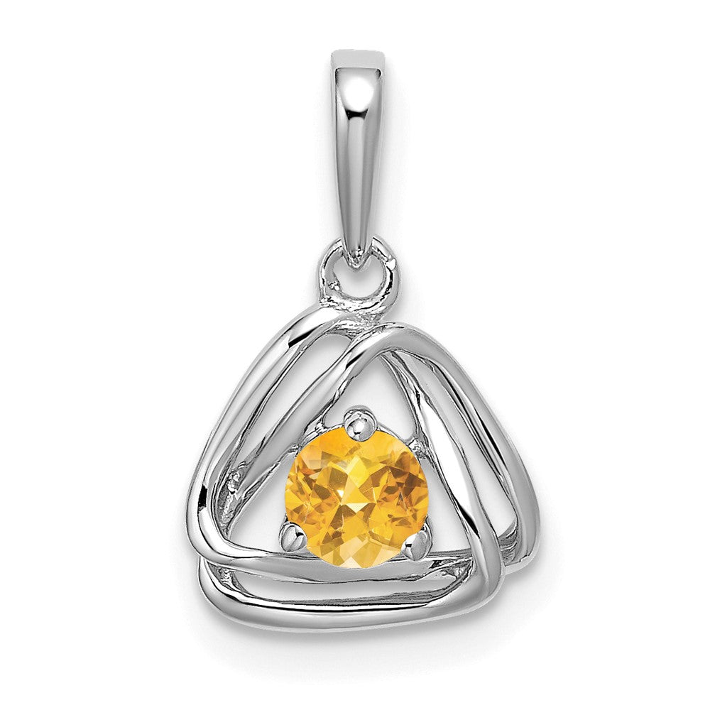 14K Weißgold Citrin Dreieck-Anhänger