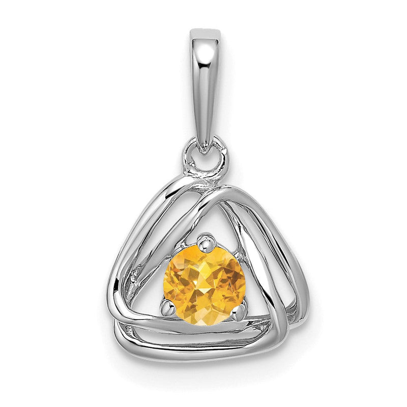 14K Weißgold Citrin Dreieck-Anhänger