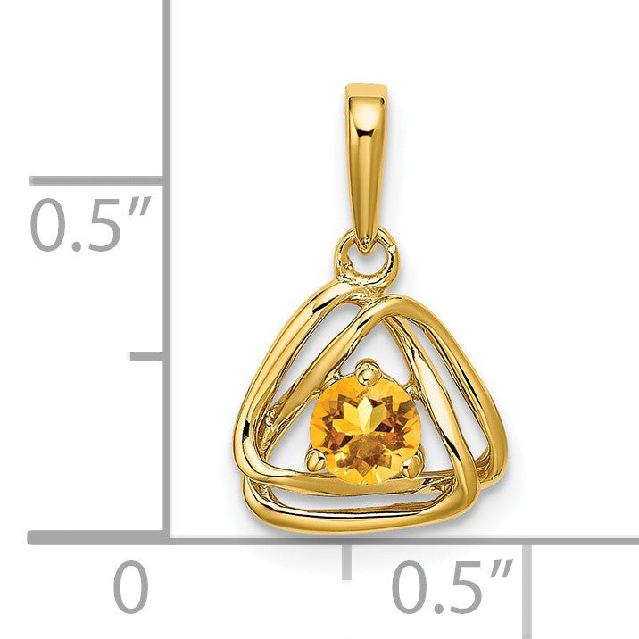 14K Gelbgold Citrin-Dreieck-Anhänger