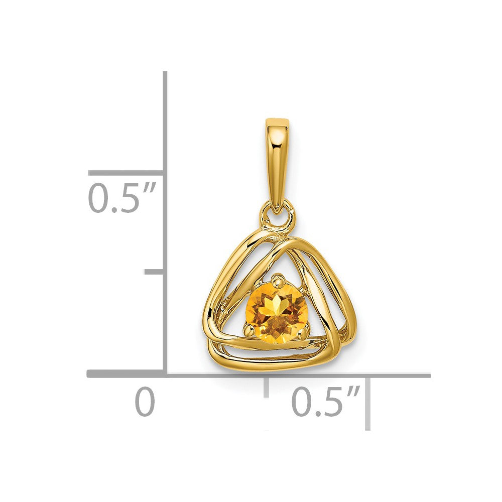 14K Gelbgold Citrin-Dreieck-Anhänger