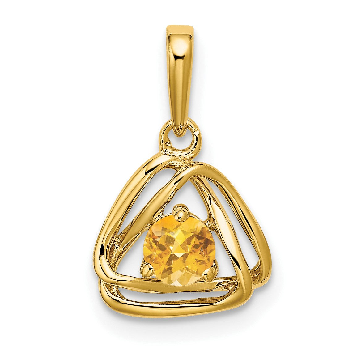 14K Gelbgold Citrin-Dreieck-Anhänger