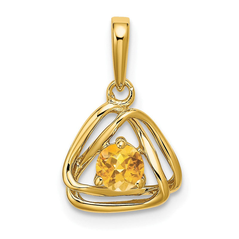 14K Gelbgold Citrin-Dreieck-Anhänger