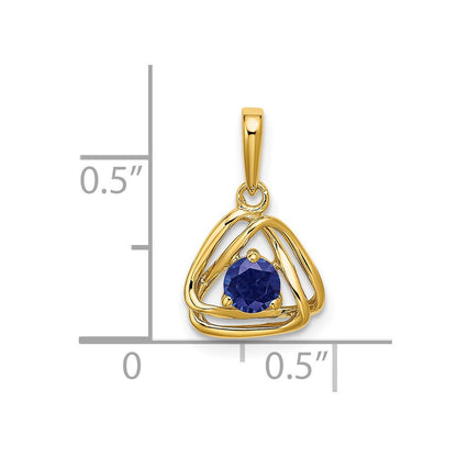 14K Gelbgold Anhänger mit dreieckigem synthetischem Saphir