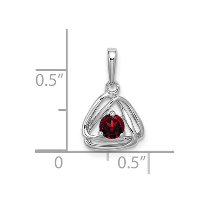 14K Weißgold Granat-Dreieck-Anhänger