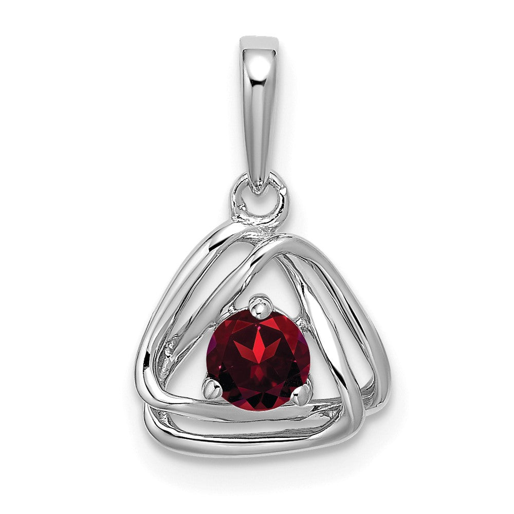 14K Weißgold Granat-Dreieck-Anhänger