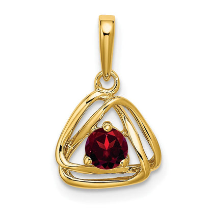 14K Gelbgold Granat-Dreieck-Anhänger