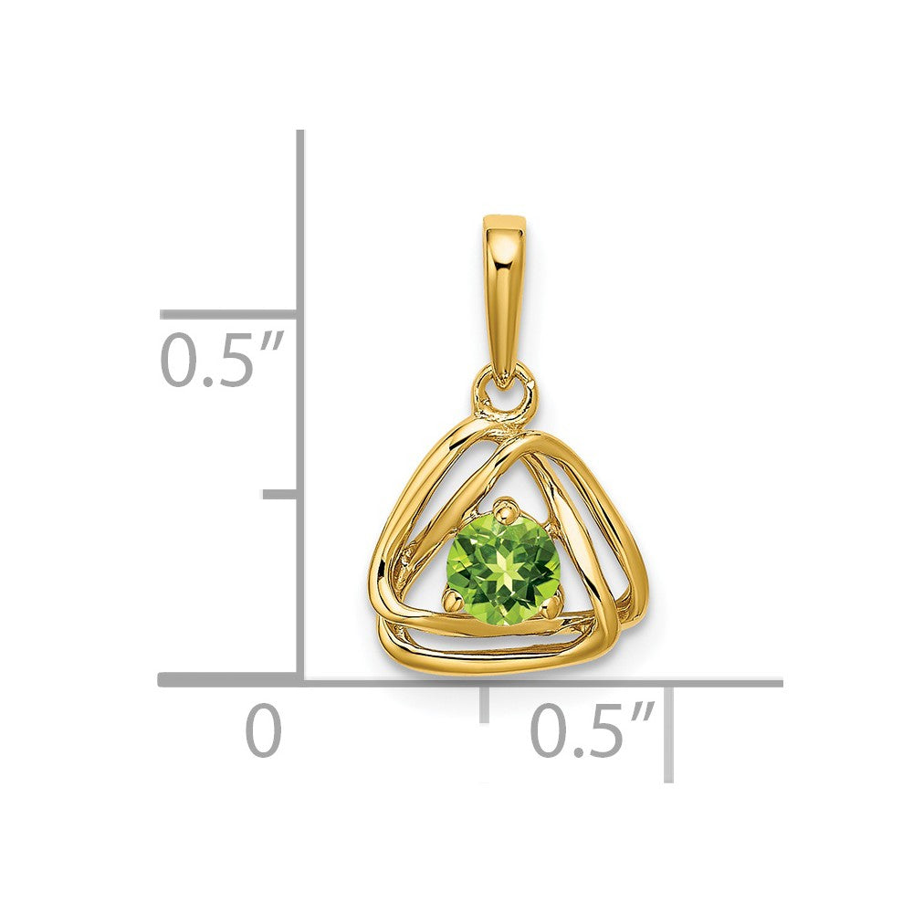 14K Gelbgold Peridot-Dreieck-Anhänger