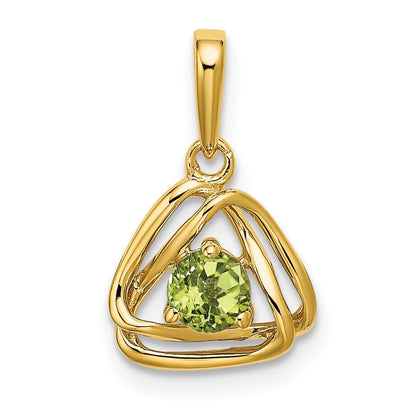 14K Gelbgold Peridot-Dreieck-Anhänger
