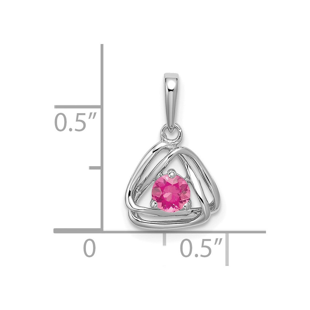 14K Weißgold 14K Weißgold Rosa Turmalin Dreieck Anhänger