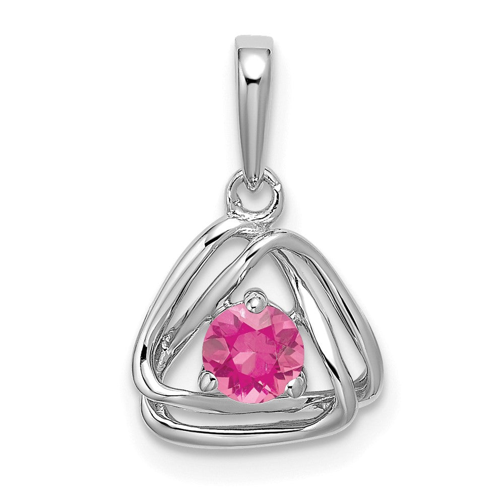 14K Weißgold 14K Weißgold Rosa Turmalin Dreieck Anhänger