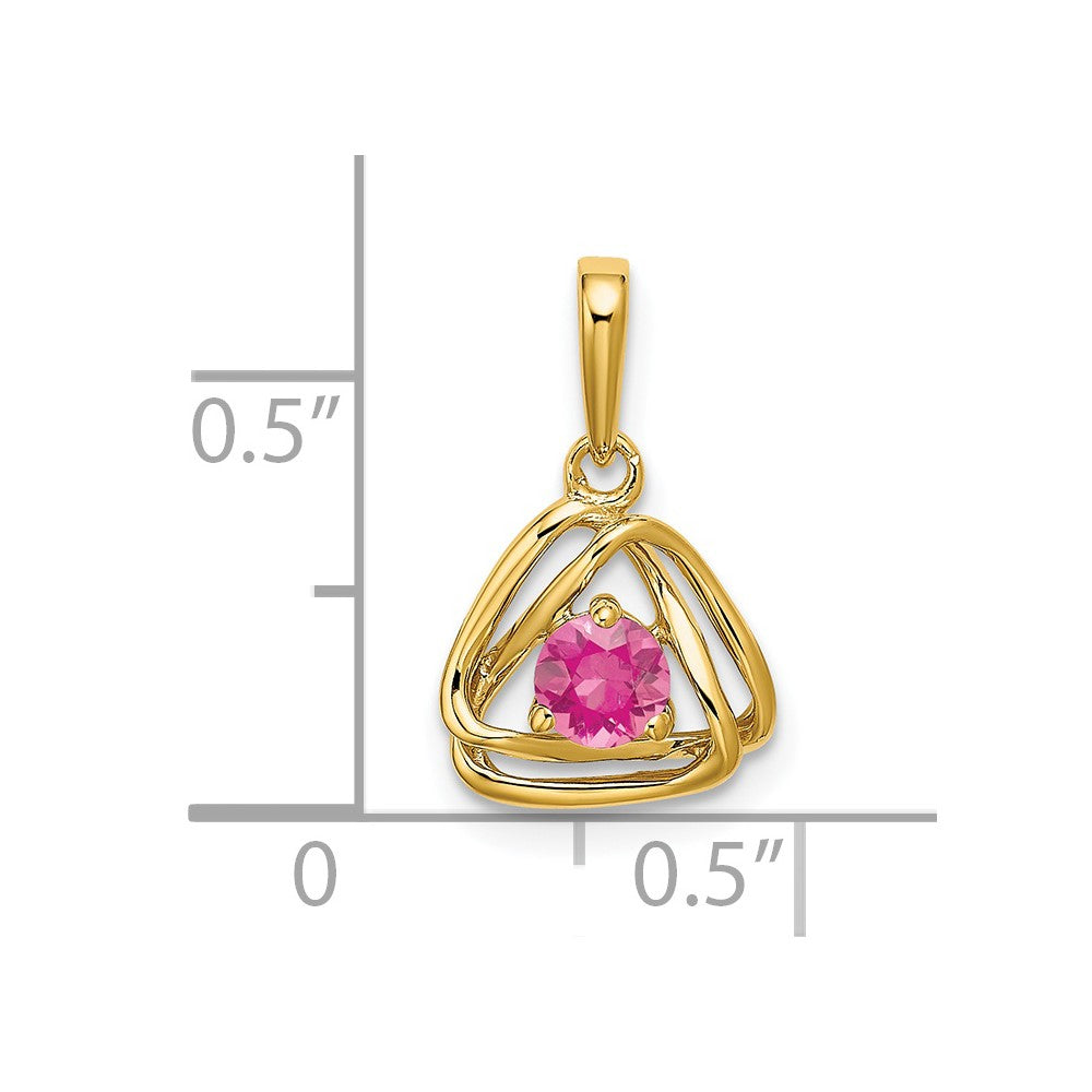 14K Gelbgold 14K Rosa Turmalin Dreieck Anhänger