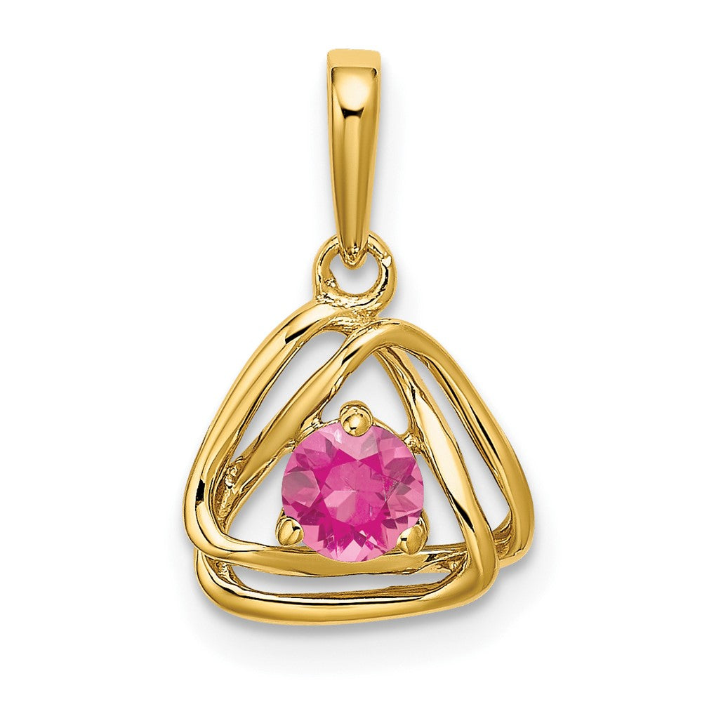 14K Gelbgold 14K Rosa Turmalin Dreieck Anhänger