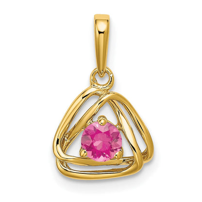 14K Gelbgold 14K Rosa Turmalin Dreieck Anhänger