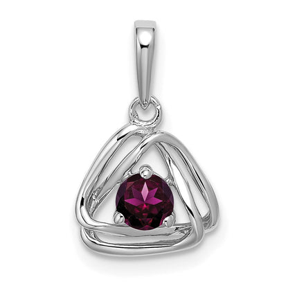 14K Weißgold 14K Weißgold Rhodolith Granat Dreieck Anhänger