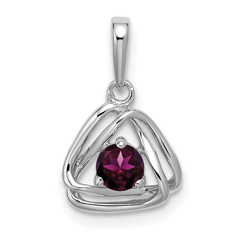 14K Weißgold 14K Weißgold Rhodolith Granat Dreieck Anhänger