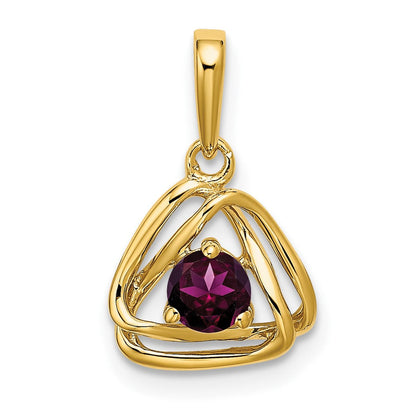 14K Gelbgold 14K Rhodolith Granat Dreieck Anhänger