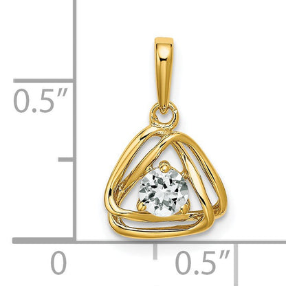 14K Gelbgold Weißtopas-Dreieck-Anhänger