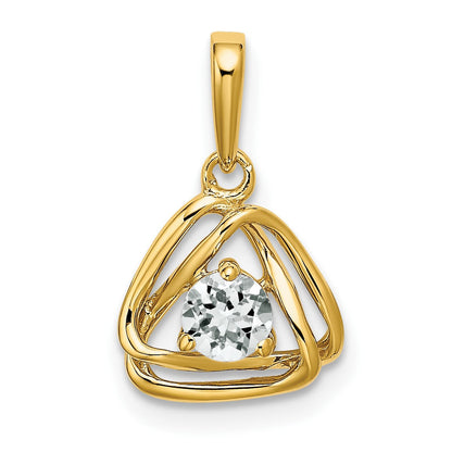 14K Gelbgold Weißtopas-Dreieck-Anhänger