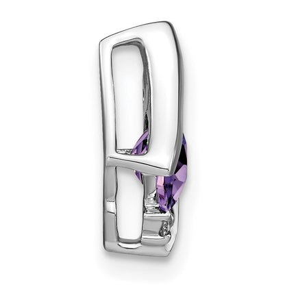 10K Weißgold Kissen Amethyst und Diamant Kette Anhänger