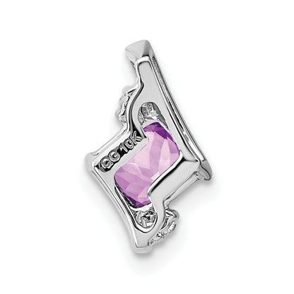 10K Weißgold Kissen Amethyst und Diamant Kette Anhänger