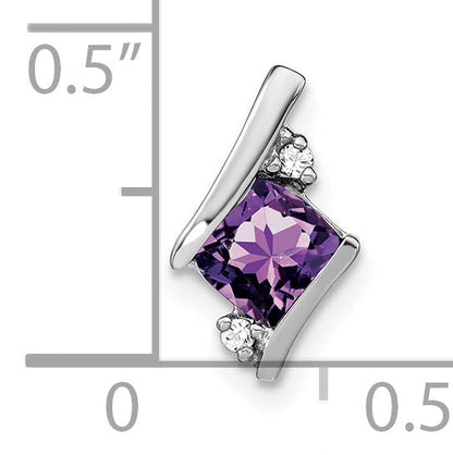 10K Weißgold Kissen Amethyst und Diamant Kette Anhänger
