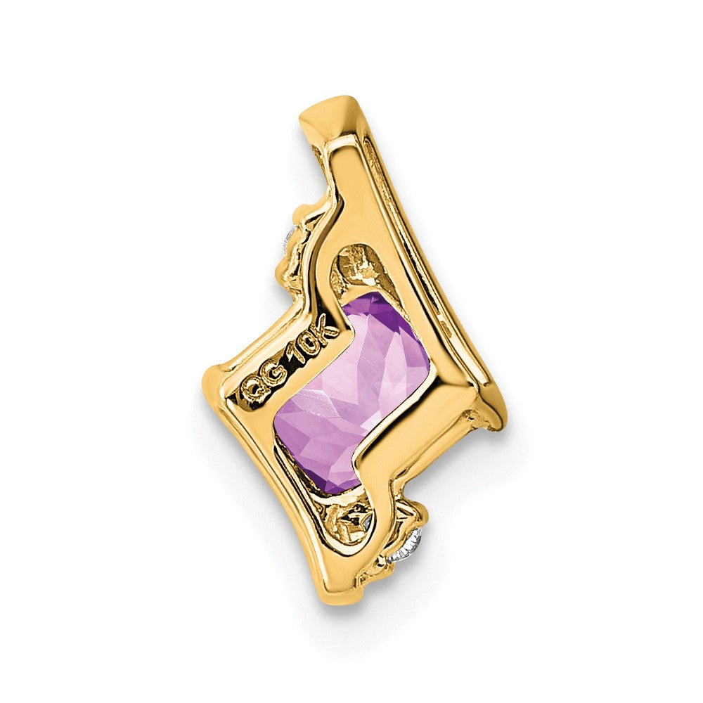 10K Gelbgold Kissen Amethyst und Diamant Kette Anhänger