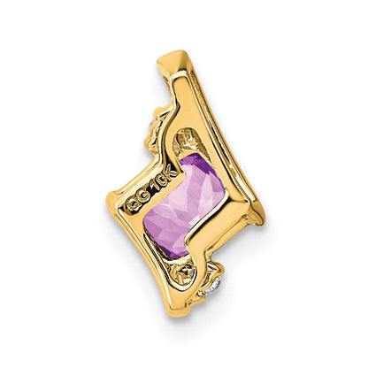 10K Gelbgold Kissen Amethyst und Diamant Kette Anhänger
