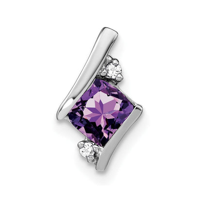 Sterling Silber Antik-Kissenschliff-Amethyst- und Echt-Diamant-Anhänger