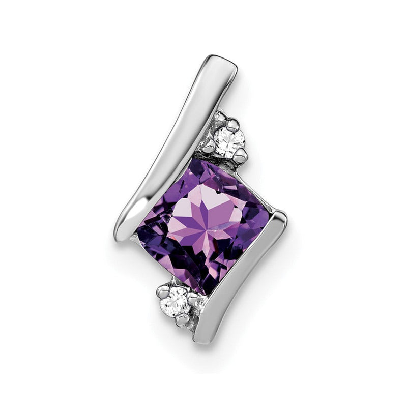Sterling Silber Antik-Kissenschliff-Amethyst- und Echt-Diamant-Anhänger